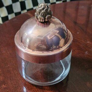 RUFFINO SMALL ARTICHOKE COPPER TOP GLASS KITCHEN COVERED STORAGE CANISTER JAR